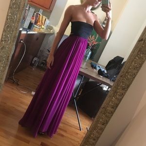 Alessandro Miele Black/Fuschia Colorblock Strapless Gown/Dress SzS/M